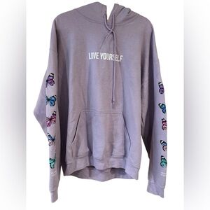 Hoodie sweatshirt butterfly Lavender 'Love Yourself' women